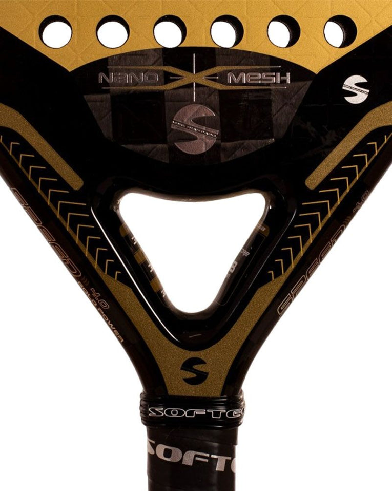 Detail van het frame van de Softee Speed Gold Power 4.0 Nano Mesh