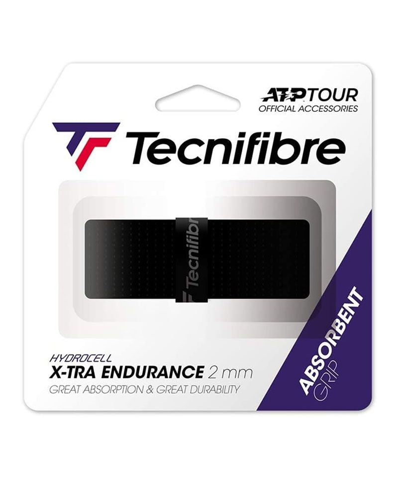 Tecnifibre X-Tra Endurance zwart grip met Overlast PU-technologie en hoog vochtabsorberend vermogen voor padel en tennis
