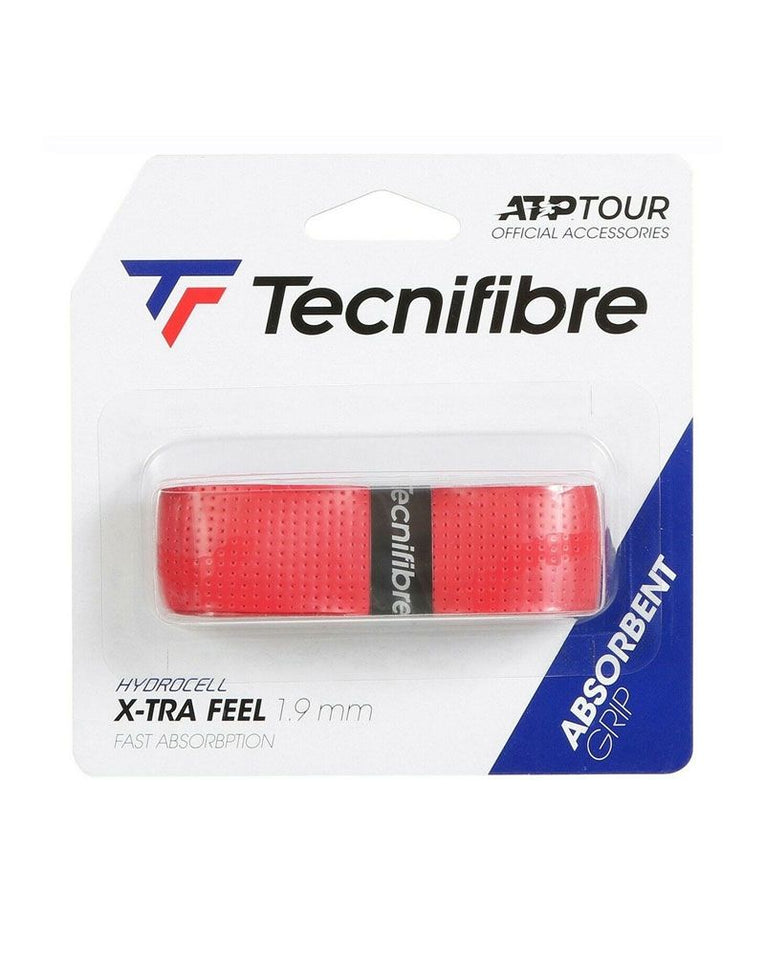 Tecnifibre X-Tra Feel rood racketgrip met 1,9 mm dikte en hoog absorptievermogen voor padel en tennis
