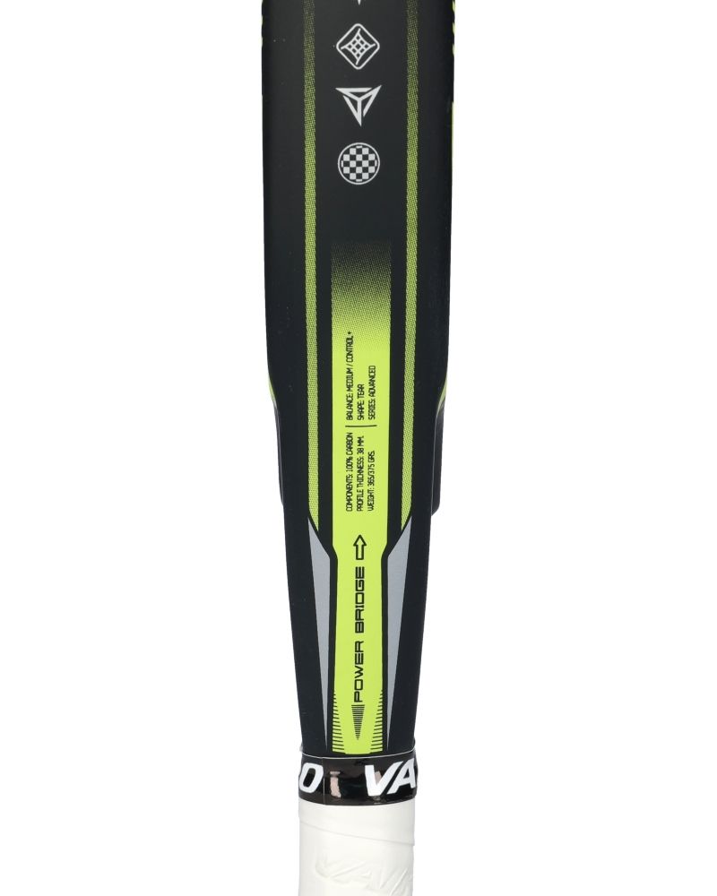 Zijaanzicht van het Vairo Black Karbon Speed padelracket