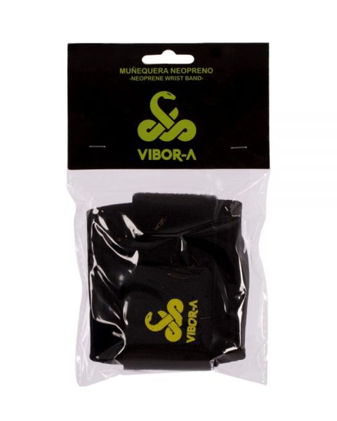 Verpakking van Vibor-A neopreen polsband zwart voor padel en tennis