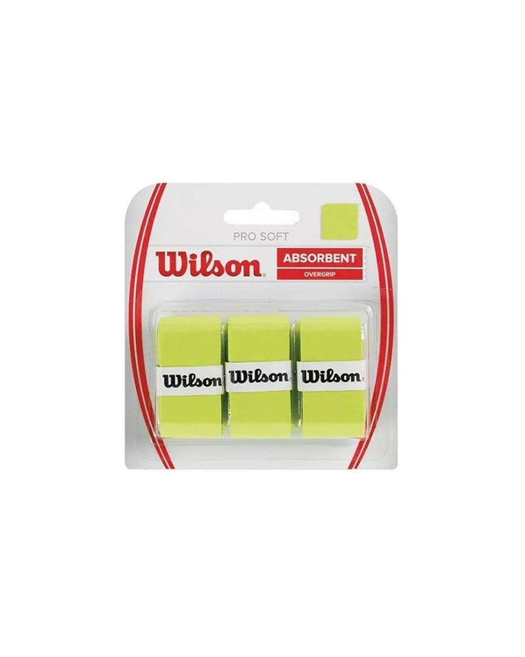 Wilson Pro Soft overgrip geel 3-pack voor padel- en tennisrackets met zachte comfortabele grip