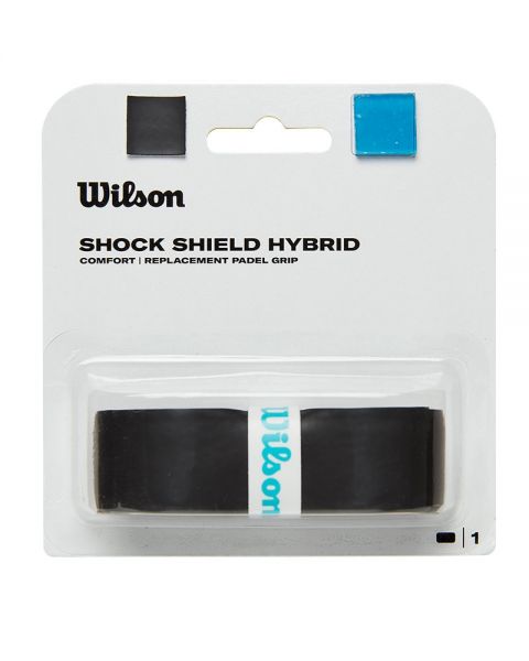 Wilson Shock Shield Hybrid zwart overgrip met geïntegreerde gellaag voor extra schokabsorptie, comfort en controle